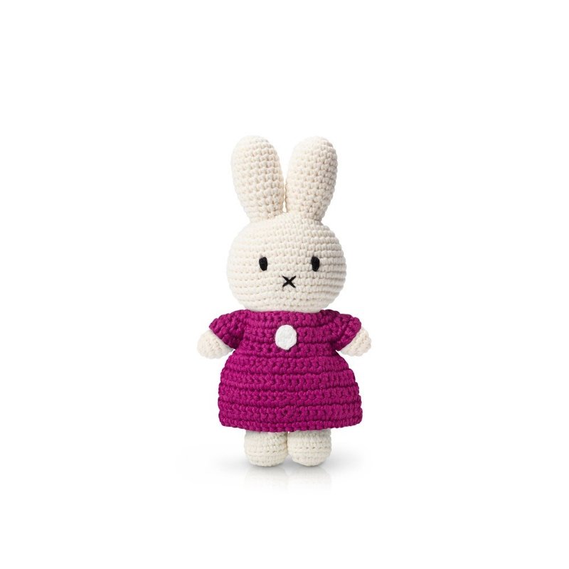 Just Dutch | Miffy handmade and her cerise dress - Stuffed Dolls & Figurines - Cotton & Hemp Red