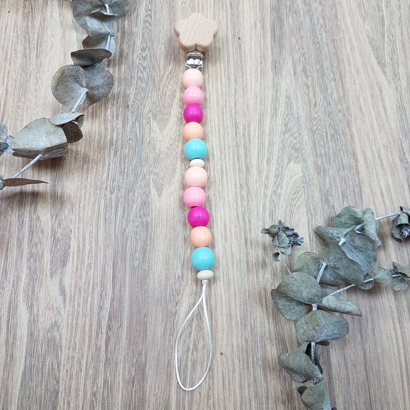 寶寶 嬰兒 安撫 木頭 奶嘴夾 奶嘴鍊-花朵-圓圓圓 - 奶瓶/奶嘴 - 木頭 咖啡色