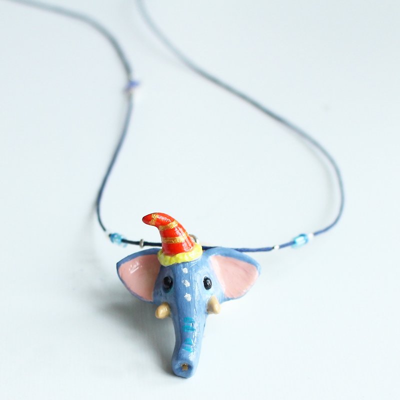 Elephant handicraft necklace - one of a kind handmade gift - Necklaces - Pottery Blue