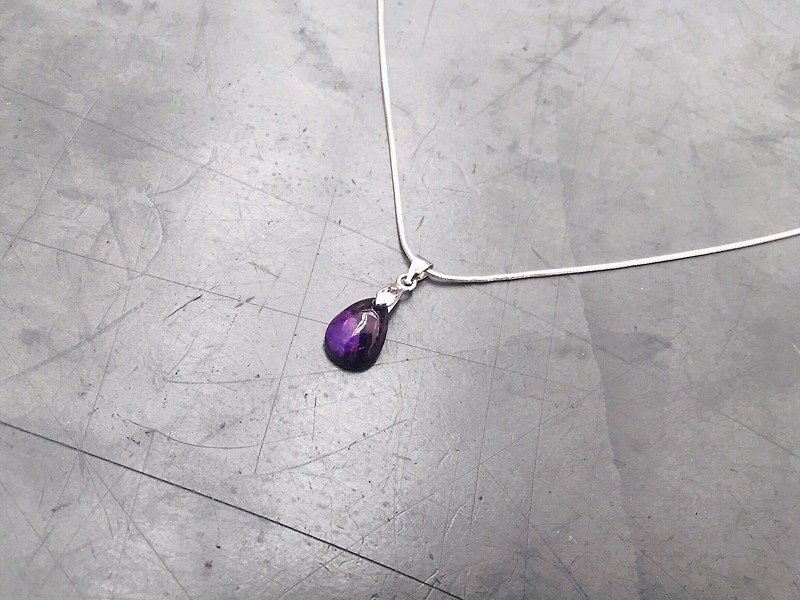 [Ofelia.] Natural Stone Series - Natural Water Drops Sterling Silver Necklace (Unique Only One) [J106-Bran] / - Necklaces - Gemstone Purple
