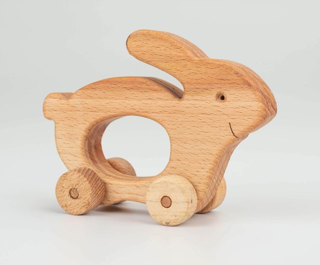 wooden bunny push toy