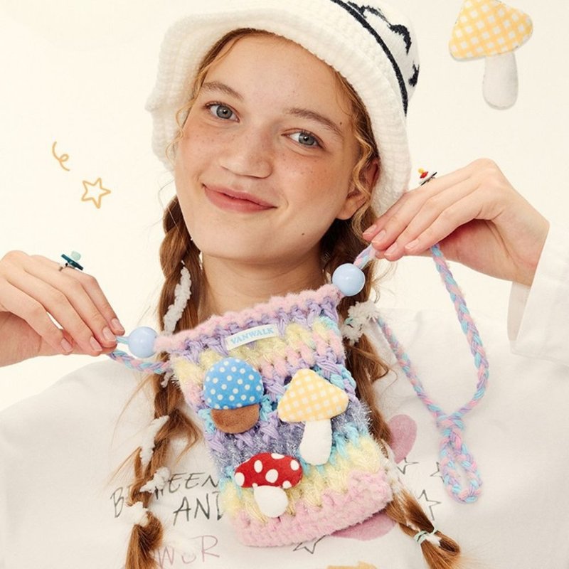 Vanwalk Taiwan Official-Pasture Series-Candy Mushroom Braided Bag - Messenger Bags & Sling Bags - Other Man-Made Fibers Multicolor