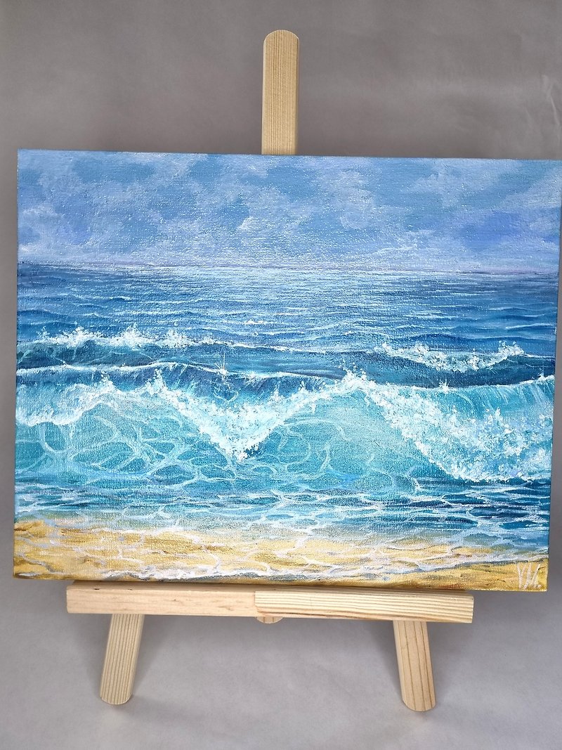 朝の海 オリジナルアート 海景油絵 - ウォールデコ・壁紙 - その他の素材 