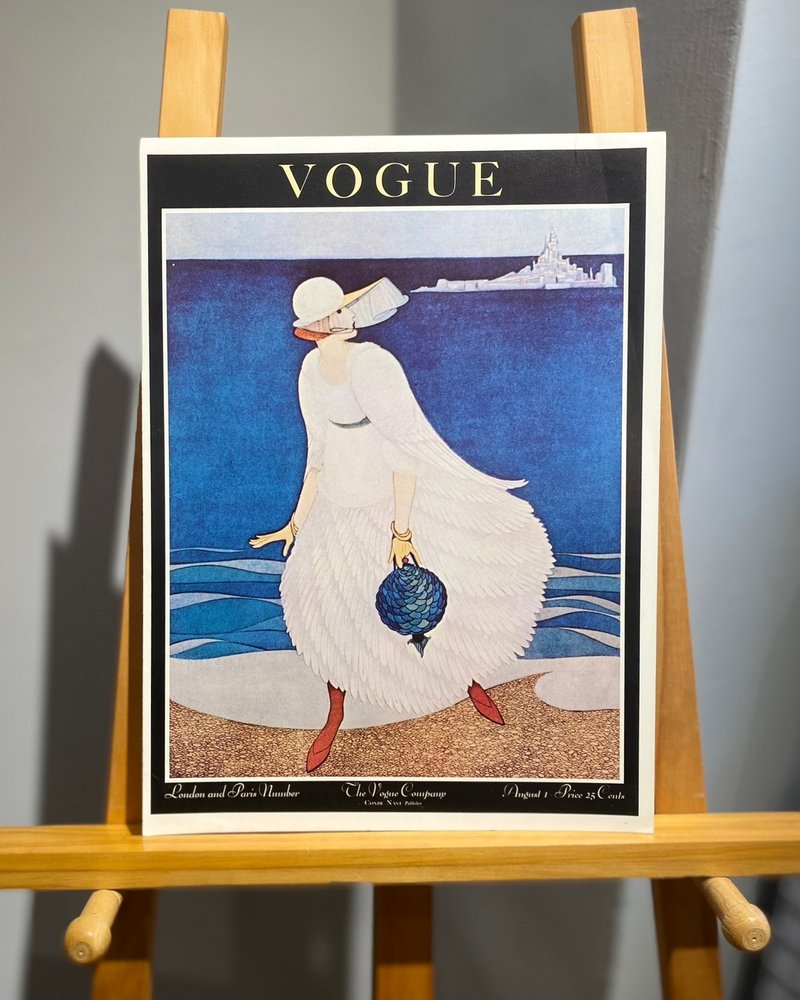 1916 VOGUE Fashion Magazine Cover - Selected Photo Album of Replica Posters from 1900-1970 (published in 1978) - Posters - Paper Blue