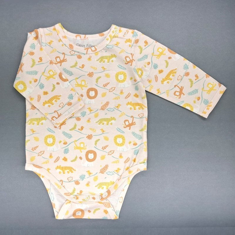 [Deux Filles Organic Cotton] Baby Long Sleeve Shoulder Onesies/Newborn Jumpsuit Tiger - Onesies - Cotton & Hemp 