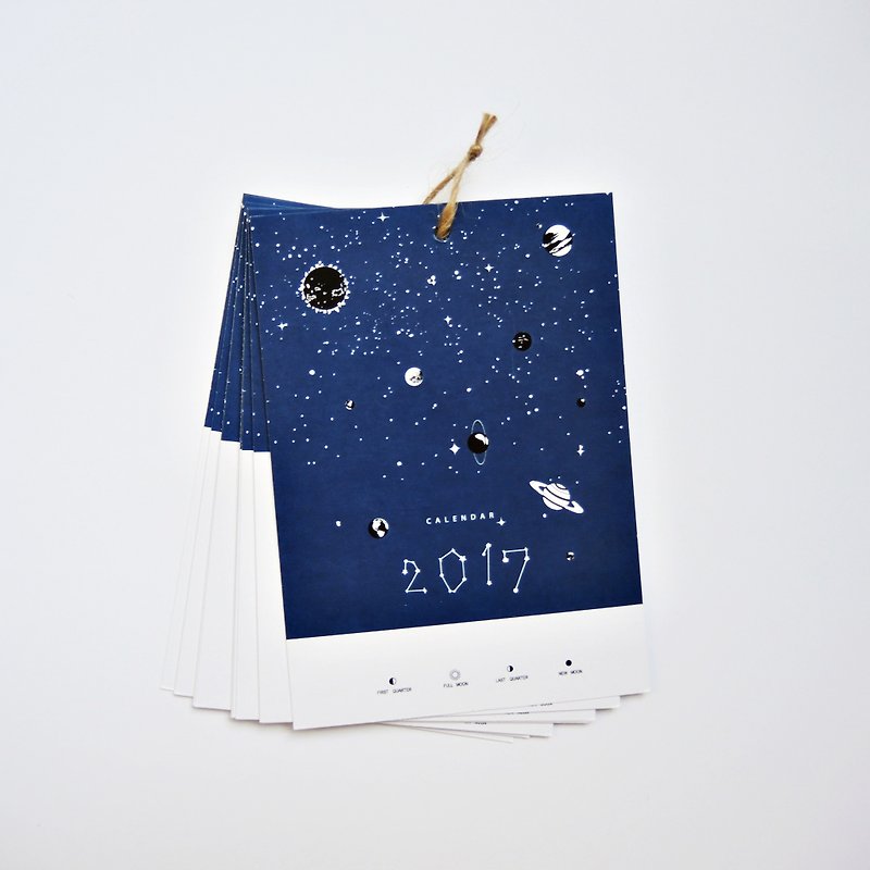 2017年壁掛けカレンダー - 太陽系（インディゴ）。 - ノート・手帳 - 紙 ブルー