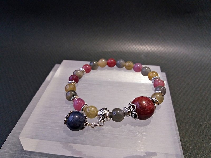 Oil Paint - Colored Sapphire + Ruby Sterling Silver Bracelet - Bracelets - Gemstone Multicolor