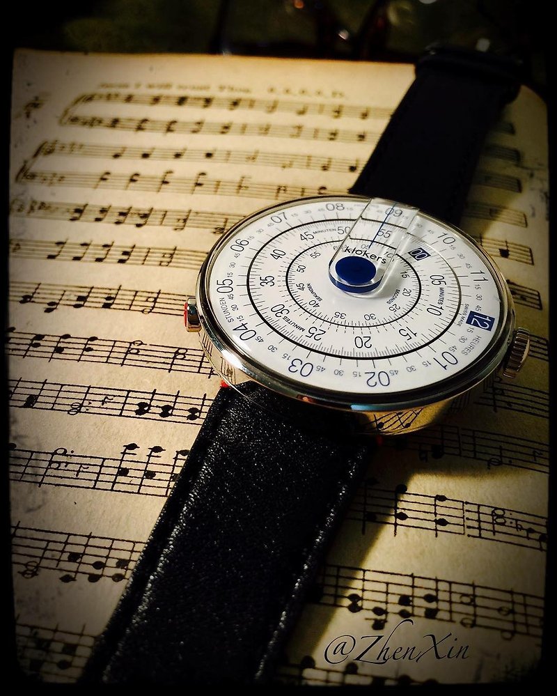 KLOK-01-D4 藍色錶頭+單圈皮革錶帶 加碼贈送文青提袋 - 男錶/中性錶 - 其他材質 藍色