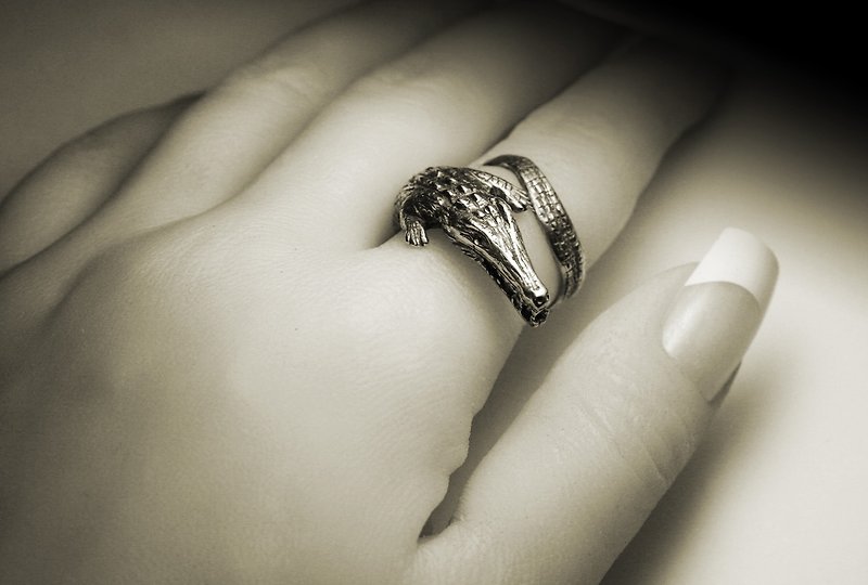 鱷魚戒指 - 戒指 - 其他金屬 銀色