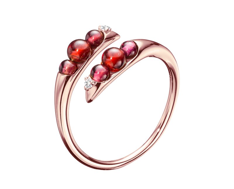 January Birthstone Ring, 14k Garnet Engagement Ring, Red Garnet Birthstone Ring - แหวนทั่วไป - โรสโกลด์ สีแดง
