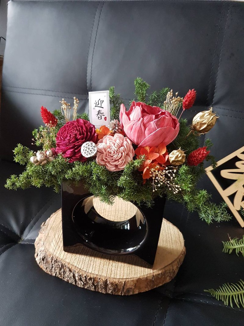 HaizangDesign│HanSakura Lan-日本の春のドライポットフラワー。新年の花式。新年のご挨拶 - 観葉植物 - 寄せ植え・花 レッド