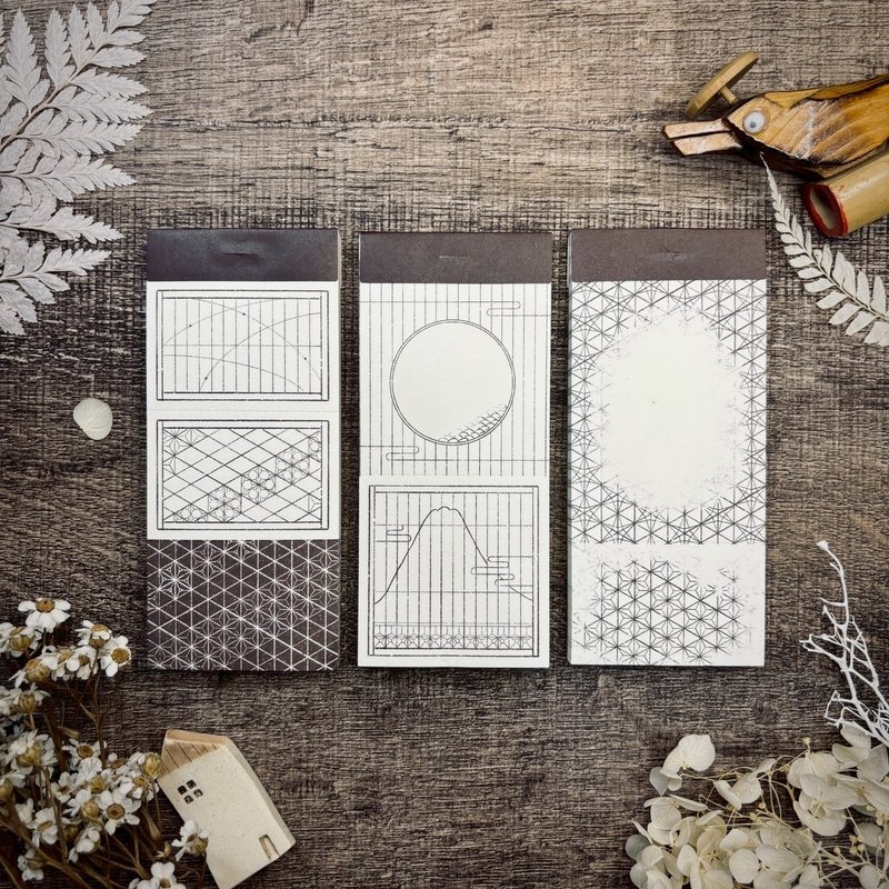 富士映月/麻葉花語/書窗格影 便簽本 (50張入) - 便條紙/便利貼 - 紙 白色