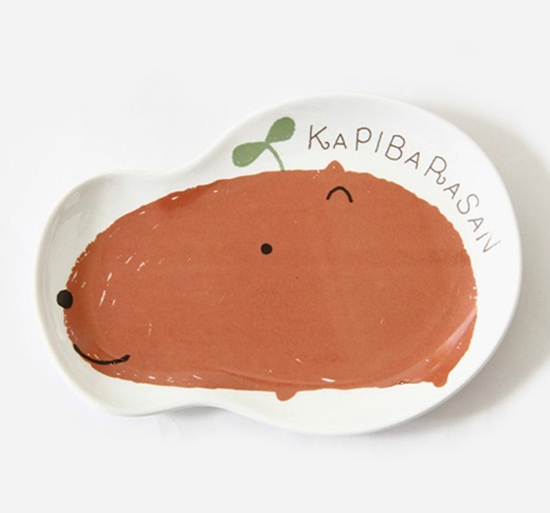 【Kato Ryoji】 KAPIBARASAN Pigeon Jun ★ Pizza Jun Style Small dish / shallow dish / small dish / dessert dish / ornament plate (L) - Small Plates & Saucers - Porcelain Brown