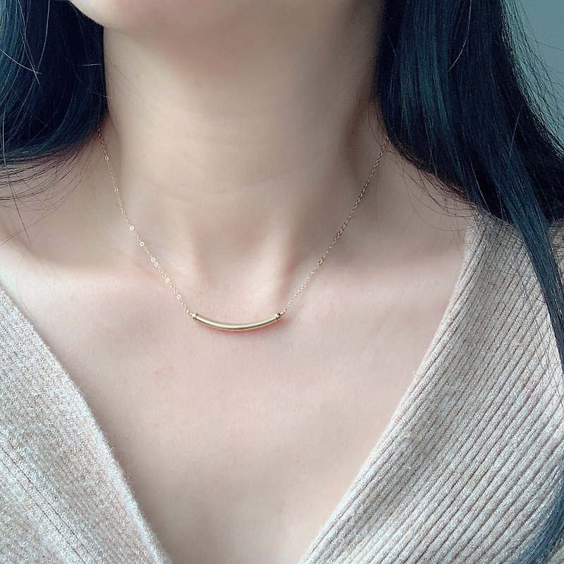 [14Kgf non-fading] Smile necklace is not allergic to customization - Necklaces - Precious Metals Gold