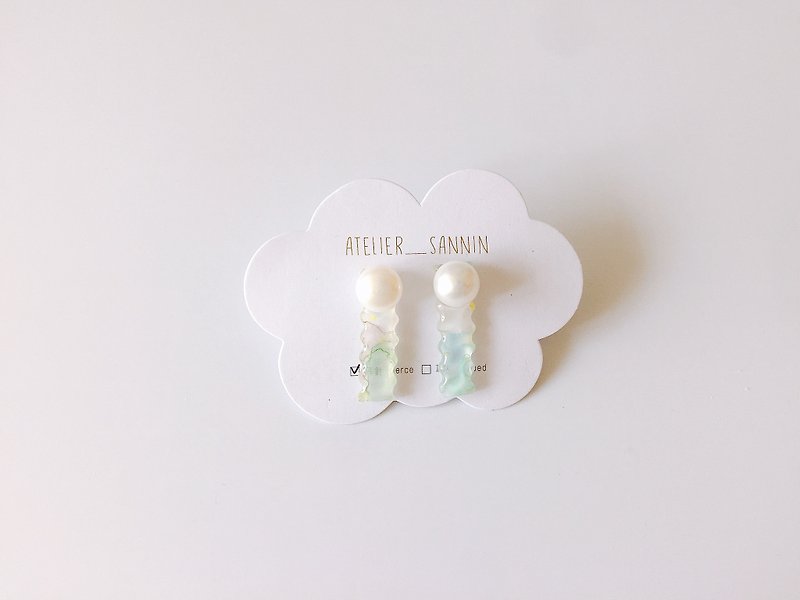Little Prince Series - Low Glow Planet Hand-painted Ear Earrings - Earrings & Clip-ons - Other Materials Blue