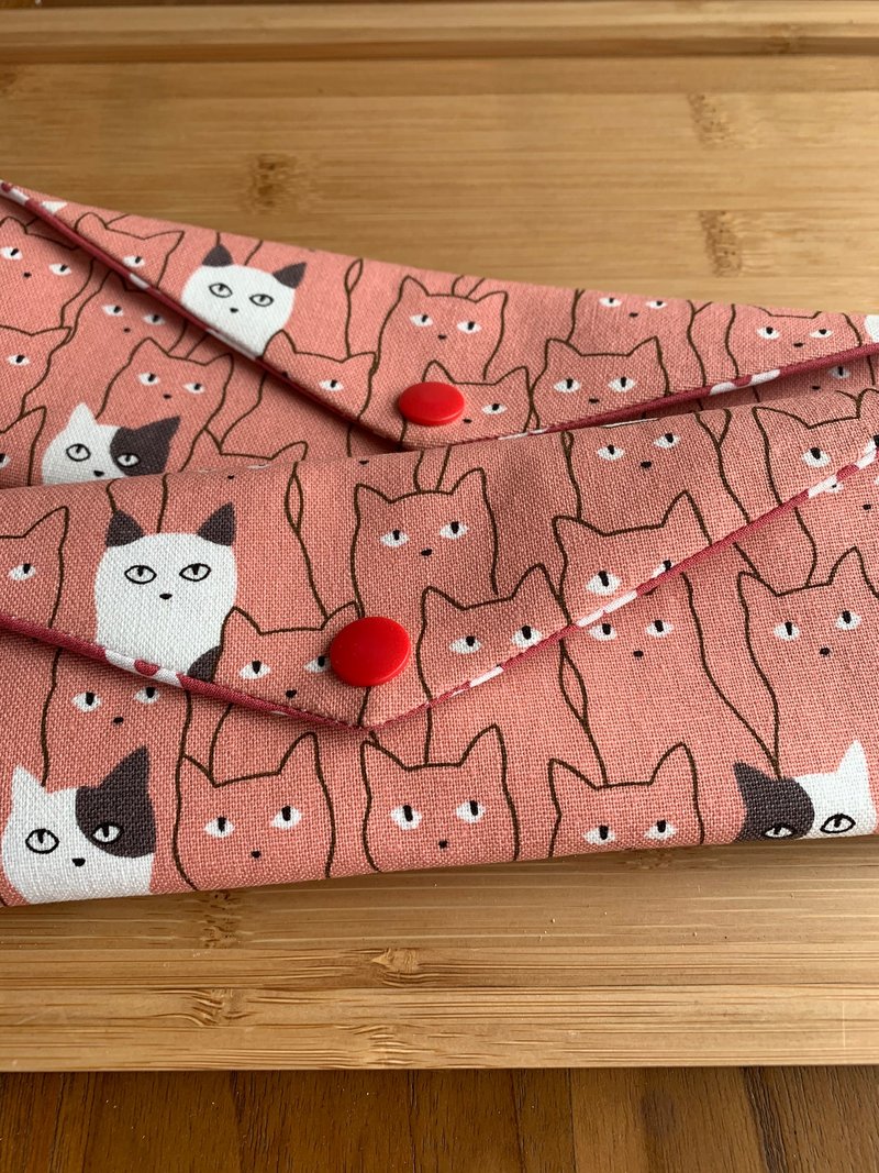 Wenqingfeng environmentally friendly chopsticks bag warms the cat waiting for the tender powder to make a tableware bag. Exchange gifts. - Storage - Cotton & Hemp Pink