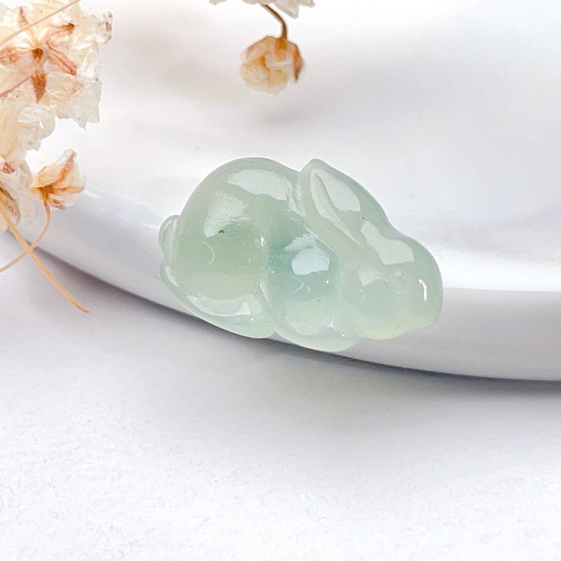 冰綠翡翠小兔子裸石 | 天然緬甸玉翡翠A貨 - 金工/飾品 - 玉石 綠色
