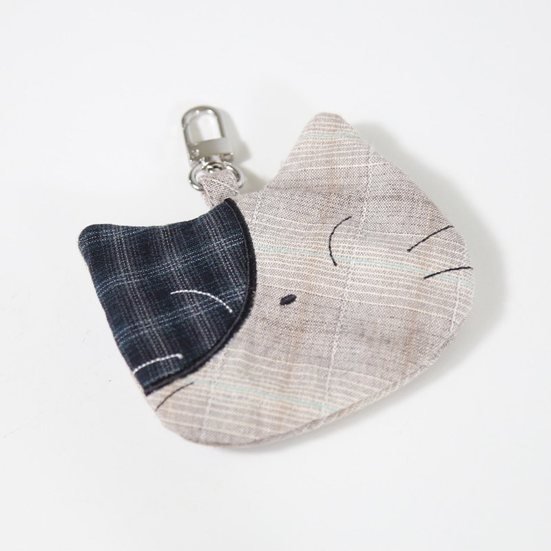 Cat boss first dyes cloth pendant coin purse [820532705] - Wallets - Cotton & Hemp Gray