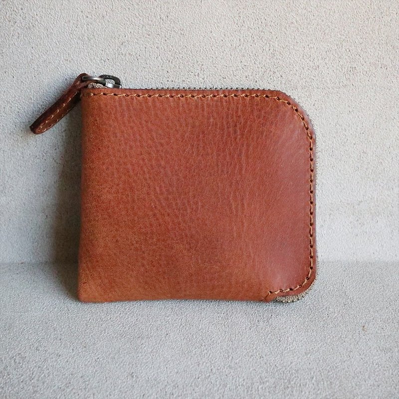 イタリア革のスリム財布 pinkoi限定　売り切れで終了 日本製 革製品 革色:アンバー　【カスタム可能なギフト】 - 財布 - 革 オレンジ