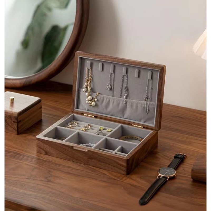 Jewelry Box, Walnut/Cherry, Medium Capacity - Storage - Wood Brown