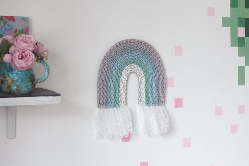 Pastel wicker rainbow with macrame, wall hanging decor for nursery - ตกแต่งผนัง - กระดาษ หลากหลายสี