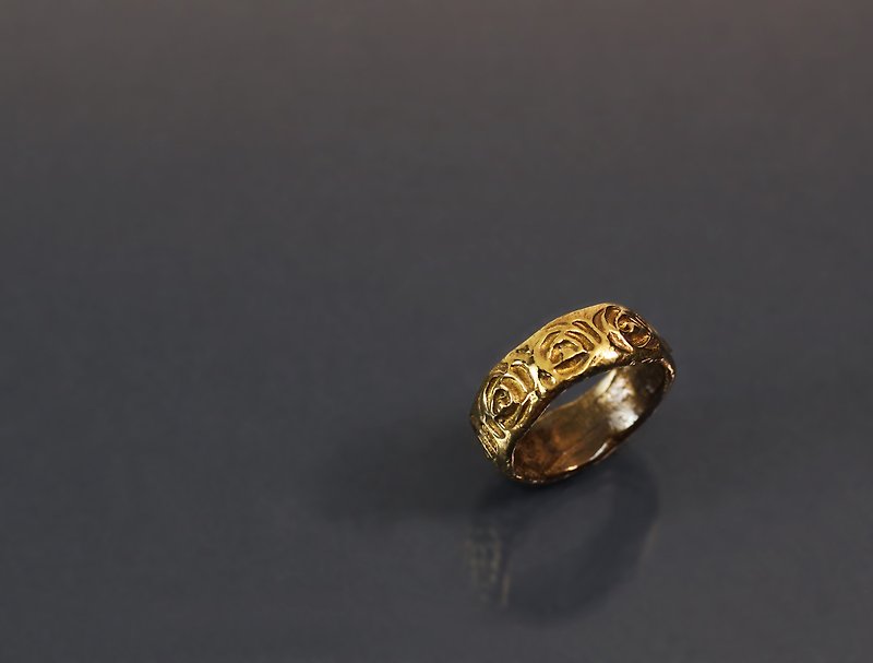 Rubbing Series - Bronze Ring with Rose Image - แหวนทั่วไป - ทองแดงทองเหลือง สีแดง