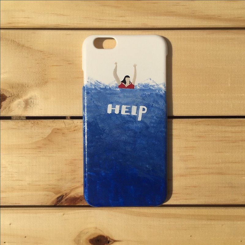 Help me help me Hand-painted phone case IPHONE: HTC: SONY: SAMSUNG: ASUS: OPPO - เคส/ซองมือถือ - สี สีน้ำเงิน