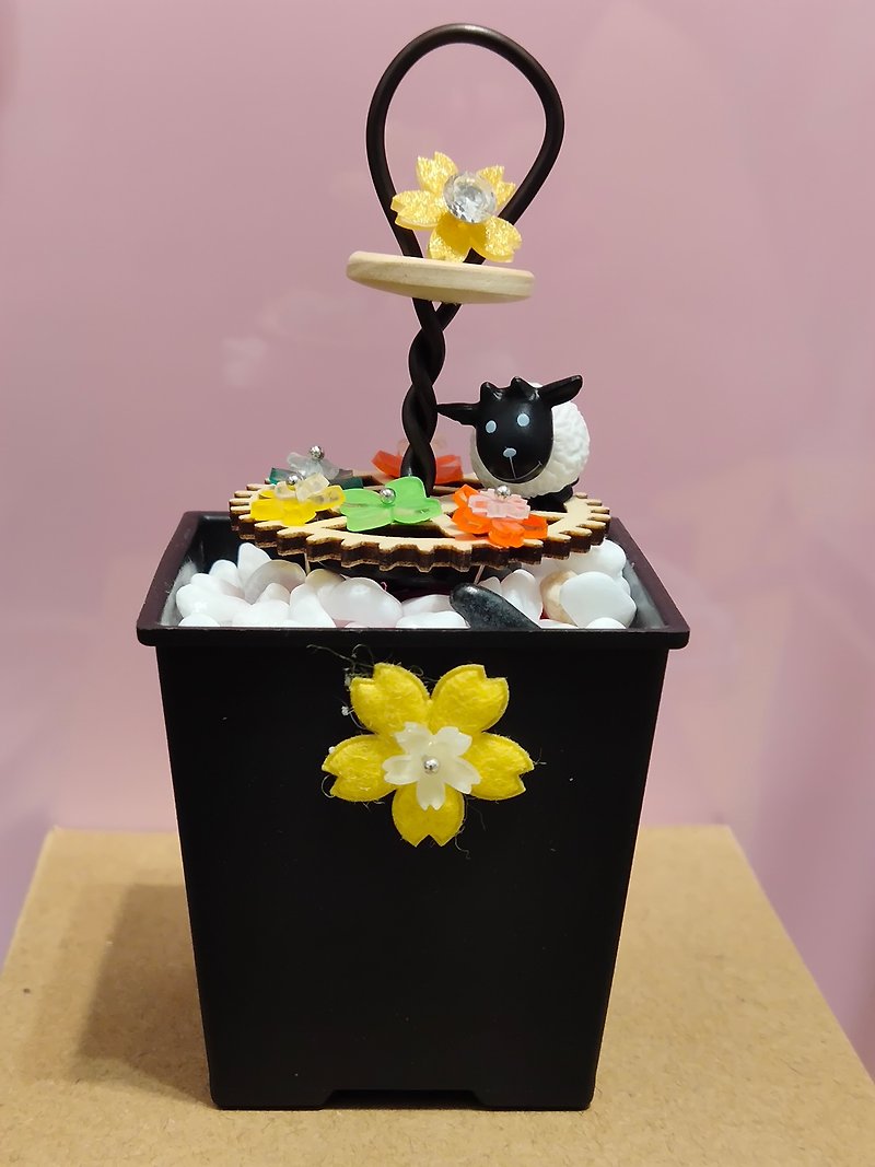 Mrs Cherry Blossom Tree-DIY Experience Package-Double Layer Dessert Plate-3 into sheep - Wood, Bamboo & Paper - Plastic 
