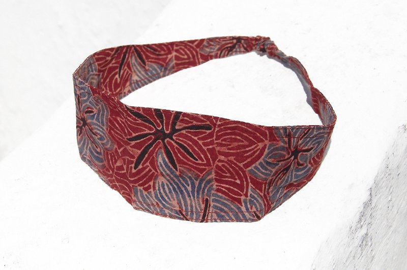Limited edition handmade hair / poodle hair band / printing hair band / elastic hair band / French hair band - wood engraved romantic red flowers - Hair Accessories - Silk Orange