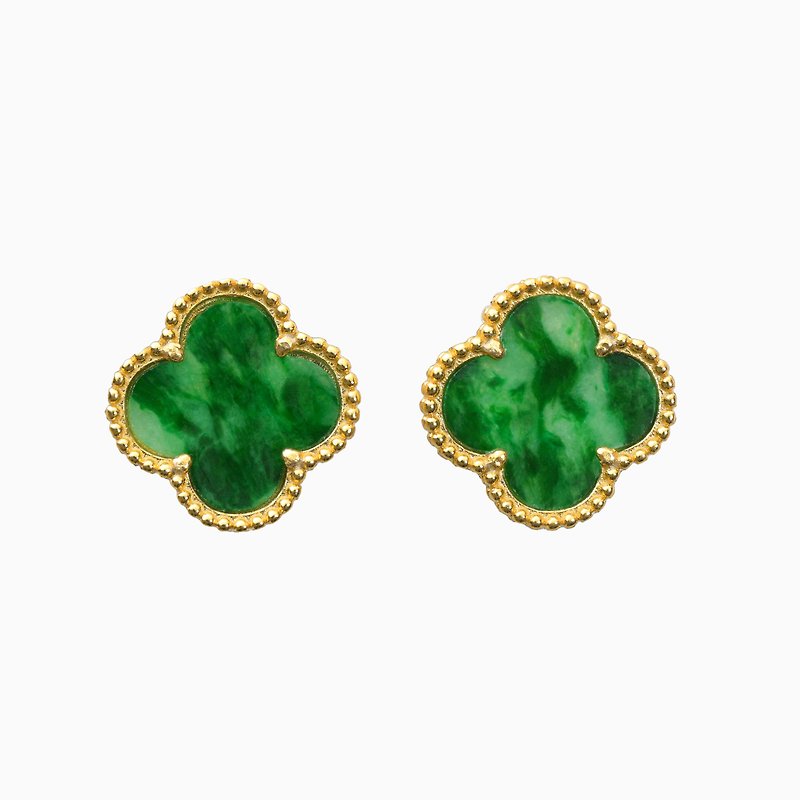 Enchanted Clover Jade Earrings - ต่างหู - หยก สีเขียว
