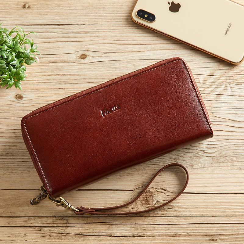 [Genuine Leather Long Clip] Long Clip Double Zipper Wallet/Female Leather Long Clip/Extra Large Capacity Long Clip - Wallets - Genuine Leather 
