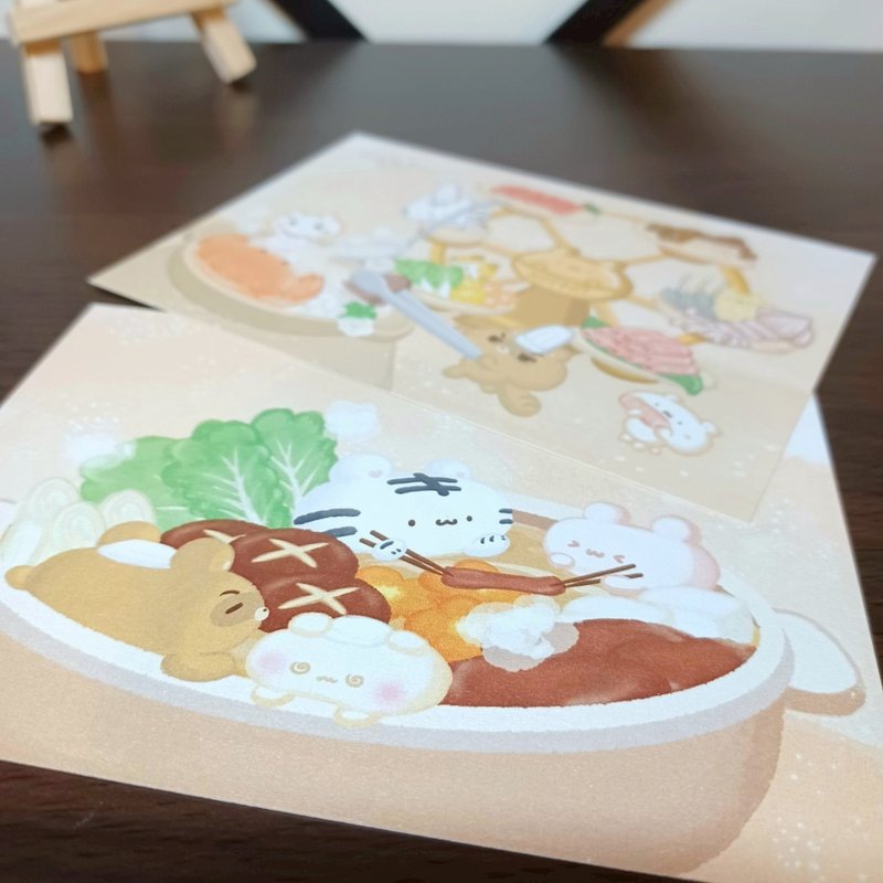 火鍋泡湯/火鍋摩天輪 - 美食明信片 - 系列5 - 卡片/明信片 - 紙 橘色