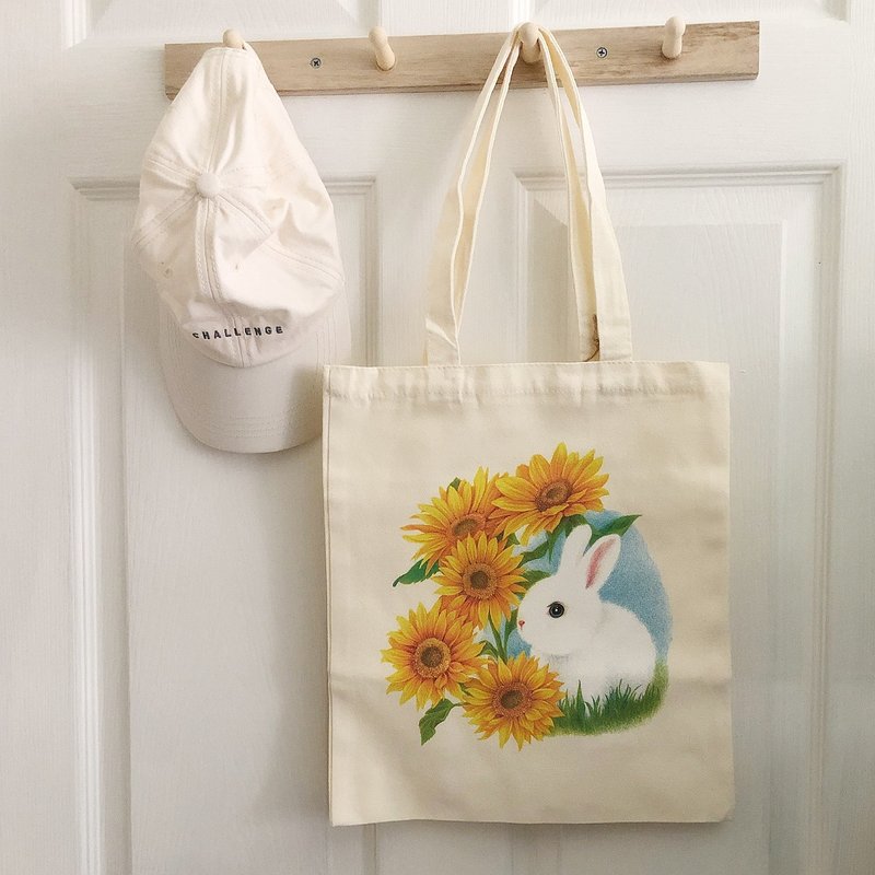 Flower Rabbit Canvas Bag (Sunflower) - Messenger Bags & Sling Bags - Cotton & Hemp 