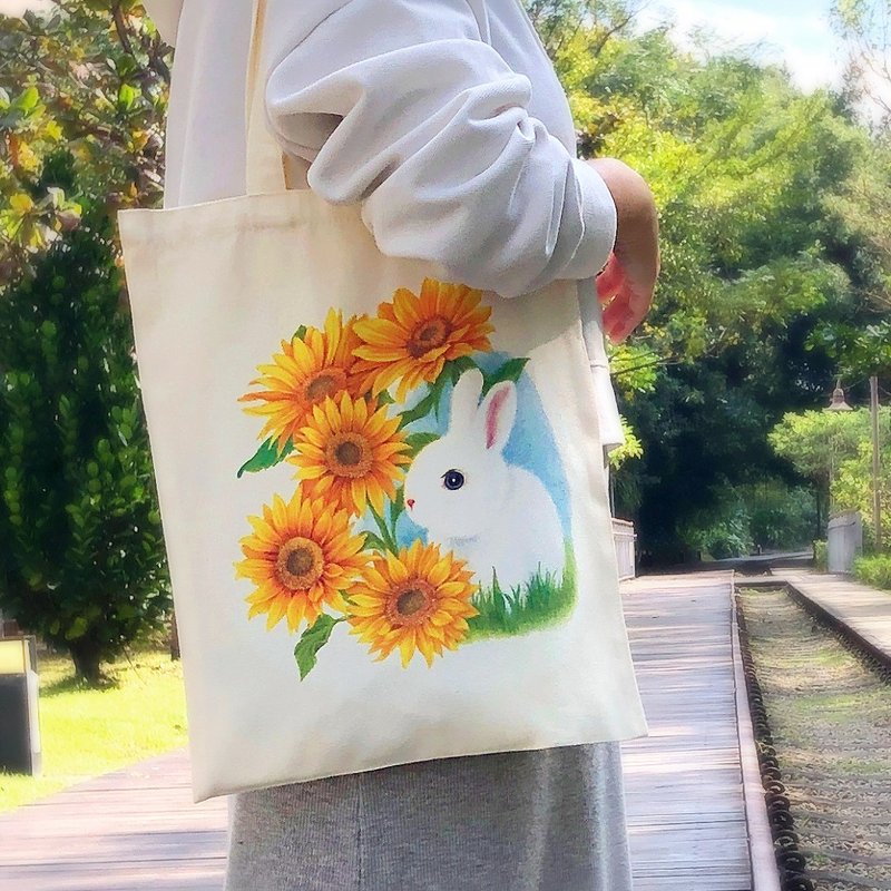 Flower Rabbit Canvas Bag (Sunflower) - Messenger Bags & Sling Bags - Cotton & Hemp 