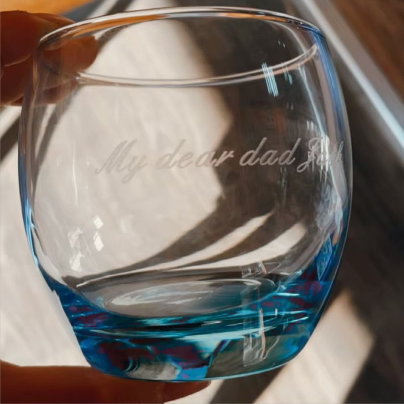 客製化雕刻玻璃杯 酒杯 威士忌杯 - 玻璃杯 - 玻璃 藍色