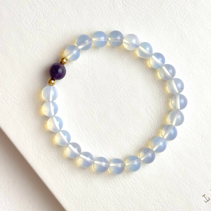 [Libra Scorpio Aquarius Pisces | October/February] Opal amethyst simple 18K gold-plated bracelet loves to attract wealth - Bracelets - Semi-Precious Stones Multicolor