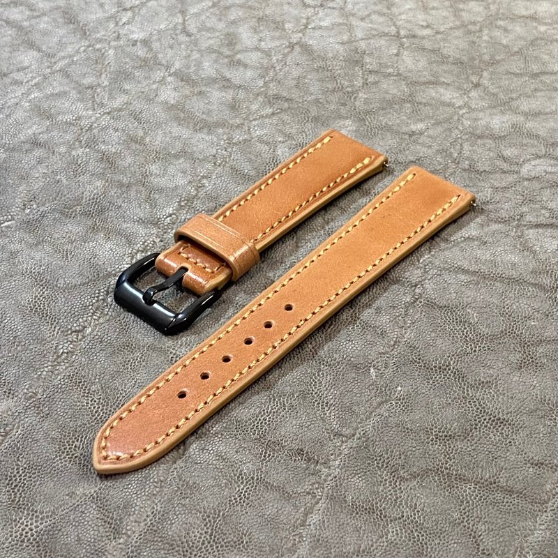 B CHIU Custom-made watch strap 20mm-18mm [Standard] Cordovan, natural, full flat watch band - Watchbands - Genuine Leather Multicolor