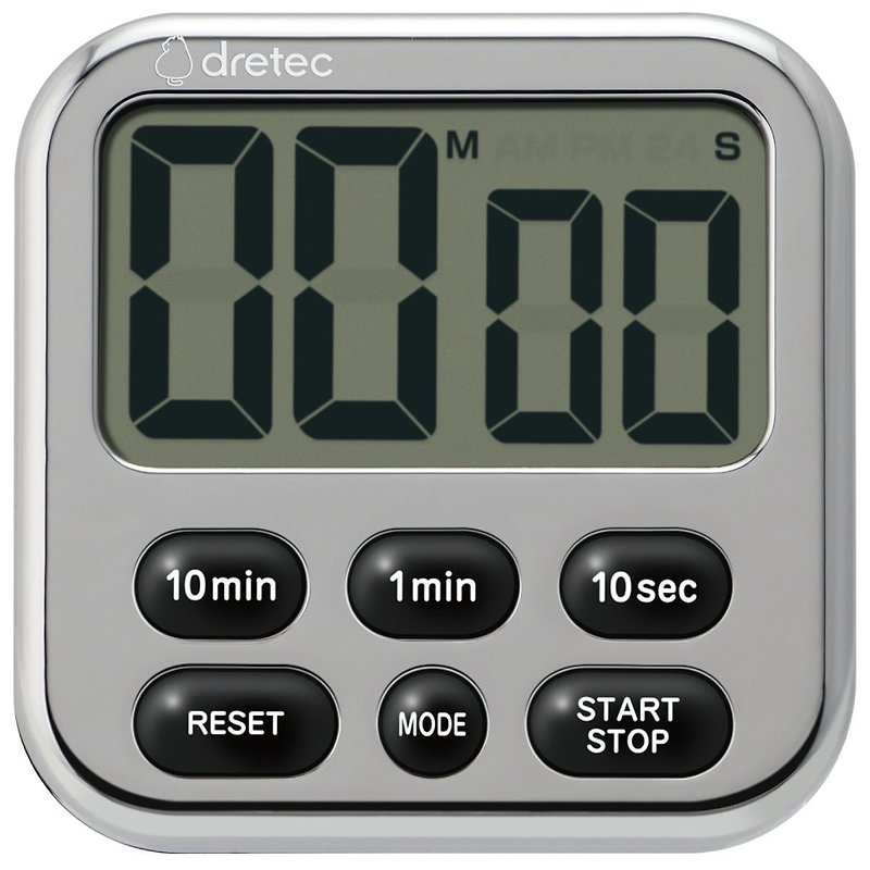 Dretec Shabon6 Large screen timer with clock T-634 - Cookware - Plastic Silver