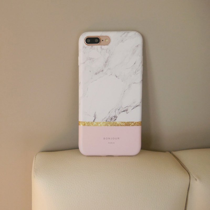 Powder snow cloud white marble phone case - เคส/ซองมือถือ - วัสดุอื่นๆ สึชมพู