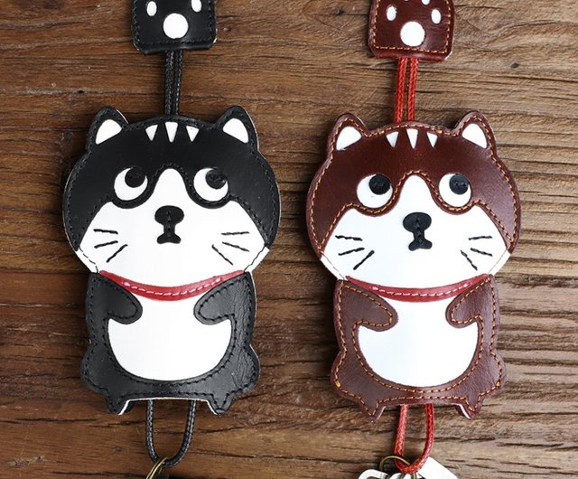 White & Red Kawaii Cat Keychain (1.0)