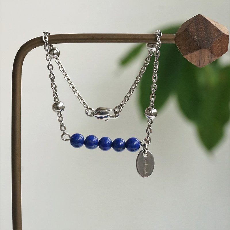 << modomodo birth stone bracelet >> December birthstone - lapis Lapis lazuli - Bracelets - Semi-Precious Stones Blue
