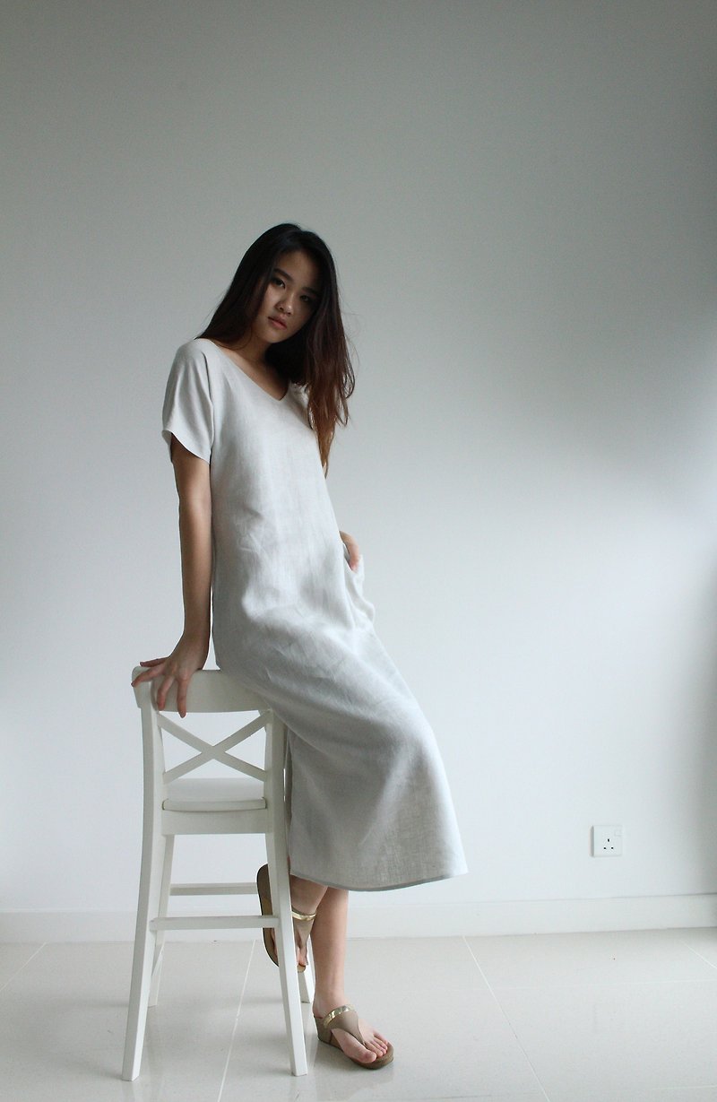 Made to order linen dress / linen clothing / long dress / casual dress E17D - ชุดเดรส - ลินิน 
