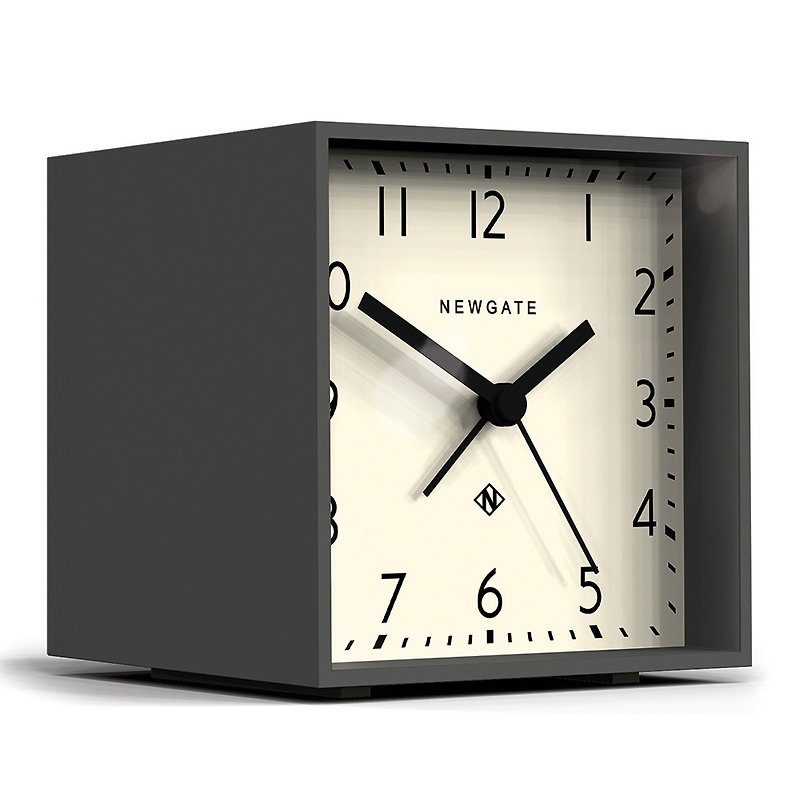 イギリス風置時計 - モダンスクエア - エレガントホワイト -  11cm x 10cm - 時計 - アクリル グレー