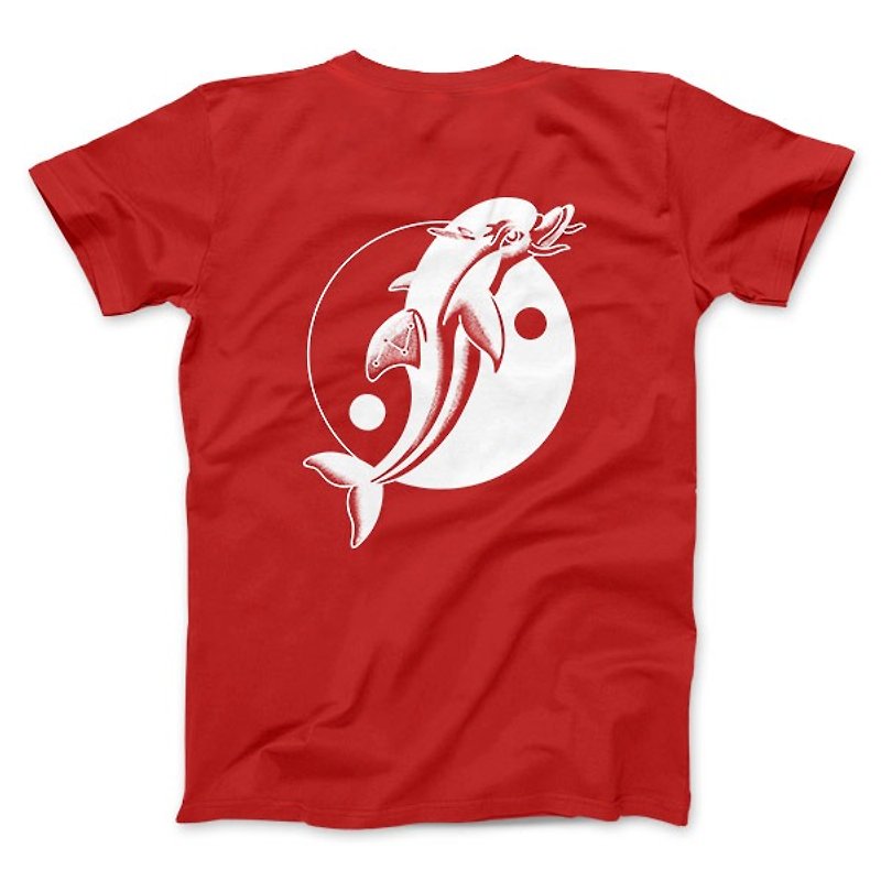Taiji dolphin - Red - Women's T-Shirt - เสื้อยืดผู้หญิง - ผ้าฝ้าย/ผ้าลินิน สีแดง