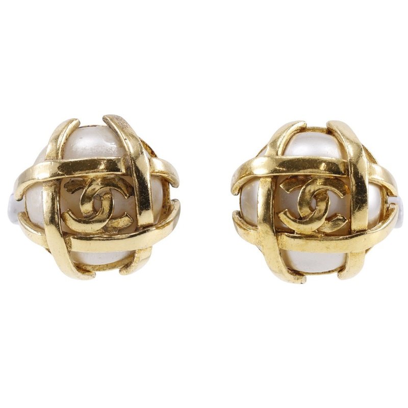 【日本直送】シャネル CHANEL ココマーク イヤリング ヴィンテージ 金メッキ × フェイクパール 95P 約31g レディース【中古】 - 耳環/耳夾/耳骨夾 - 其他金屬 金色