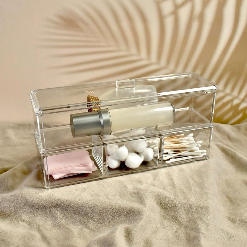 Clear Acrylic Large Double-layer Stackable Organizer - กล่องเก็บของ - อะคริลิค สีใส