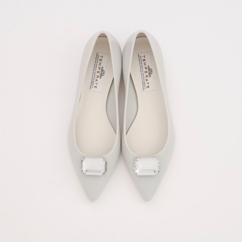 CECILIA (LT.GREY) PVC POINTED TOE FLATS  ポインテッドトゥ パンプス - 雨鞋/防水鞋 - 防水材質 灰色
