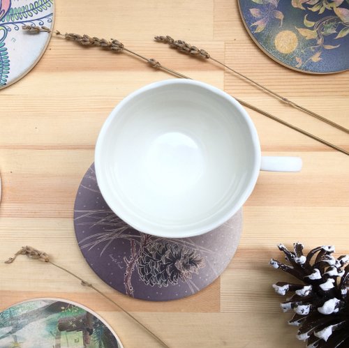 [Ceramic Absorbent Coaster] Meticulous Illustrations/Cup Peripherals