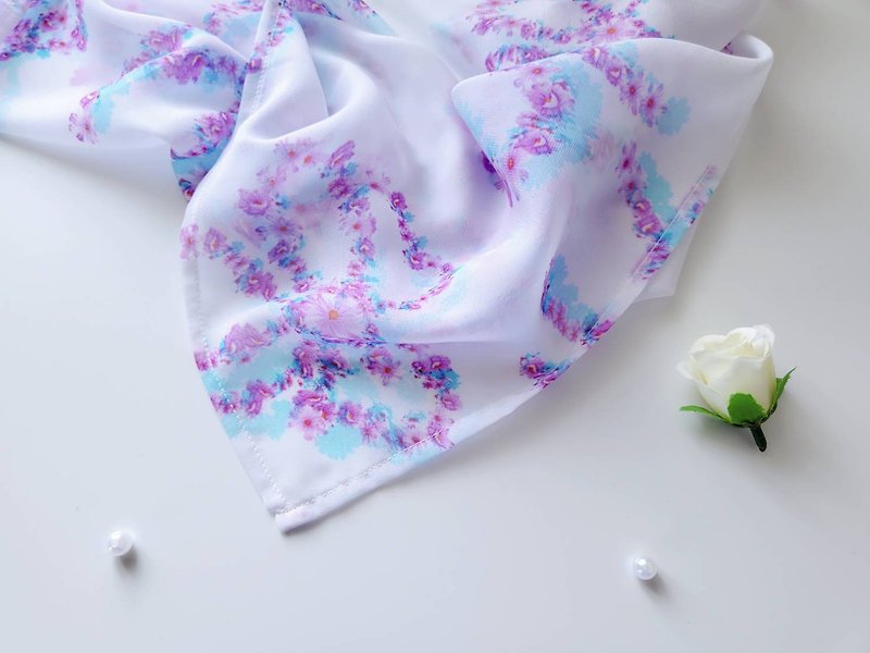 Handmade Shawl Scarf headband hairband (M) - 絲巾 - 絲．絹 紫色