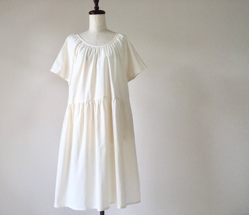 Raglan dress of cotton Created plain - One Piece Dresses - Cotton & Hemp White
